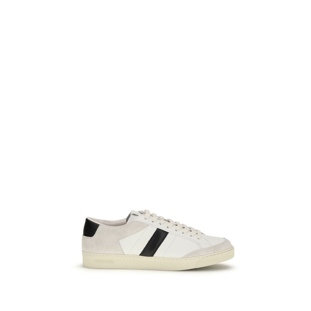 Tom Ford White Calf Leather Bos Taurus Low Top Sneakers